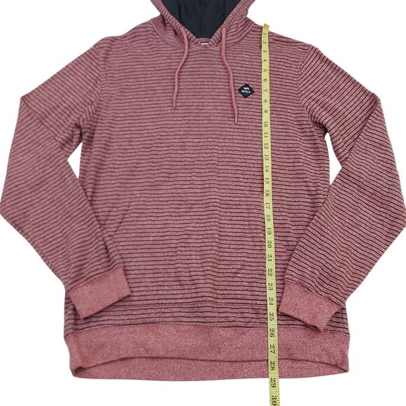 RVCA Hoodie Mens Medium Red Regular Fit Stripes Lightweight Outdoor Travel - Picture 12 of 12